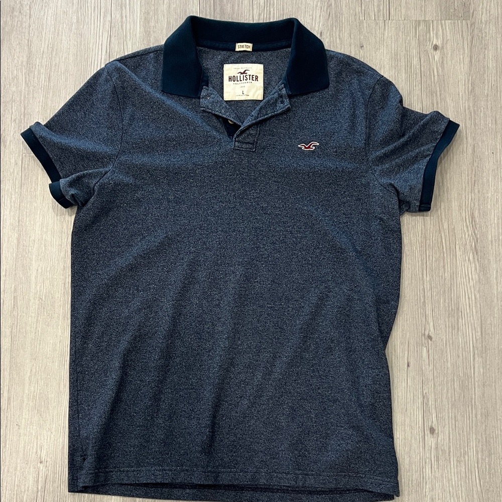 Hollister Men's Dark Blue Polo Shirt